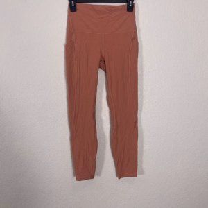 Lululemon Coral High Waisted 7/8 Leggings with Pockets